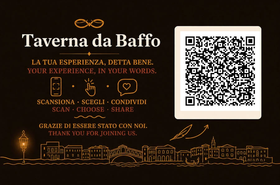 Bigliettino reale Taverna da Baffo, con QR